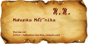 Mahunka Mónika névjegykártya